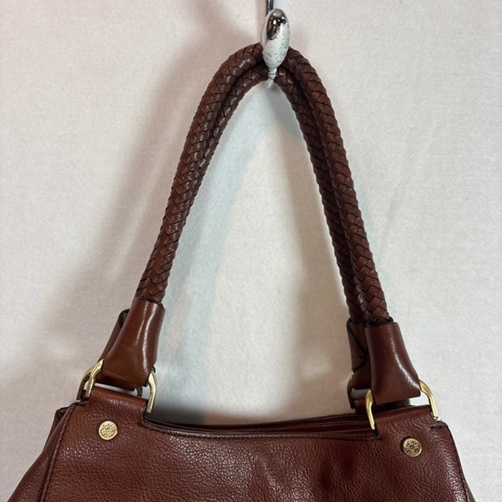 Cole Haan Hobo Bag Womens Large Brown Leather Excellent Braided Strap D-Ring - Picture 11 of 12